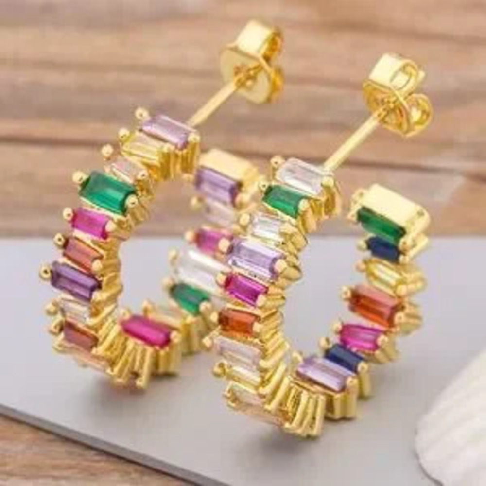 Elegant Multicolor Gold Hoop Earrings
